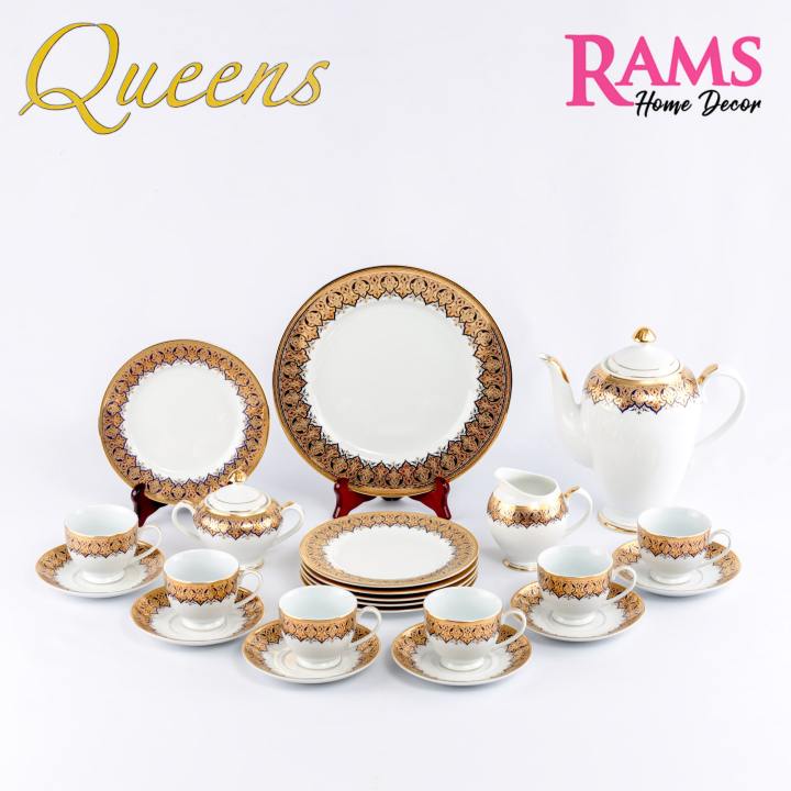 Queens 24 Pcs Premium Porcelain Tea Set / Drink Set / Teapot / Cup and