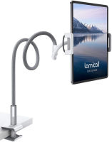 Gooseneck Tablet Holder, Lamicall Tablet Stand: Flexible Arm Clip Tablet Mount Compatible with iPad Mini Pro Air, Switch, Galaxy Tabs, More 4.7-10.5" Devices - Gray