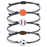 Wax Thread Weaving Baseball Soccer Bracelet Basketball Rugby Volleyball Sport Style Adjustable Braided Rope Ball Charm For Men Charms and Charm Bracel