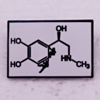 }qi โครงสร้างโมเลกุลอะดรีนาลีนสูตรเคมีเข็มกลัดโลหะตราเครื่องประดับของขวัญสนุกๆ