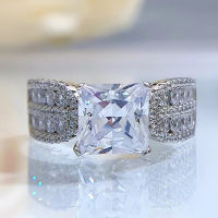 European and American New Product Square 8*8mm Square Zircon Ring Simulation Moissan Diamond Ring Party Fine Jewelry
