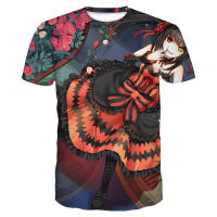 3D Date A Live Kurumi Tokisaki Nightmare Deto-A-Raibu T เสื้อผู้ชายหล่อเสื้อยืดฤดูใบไม้ผลิและฤดูร้อน T เสื้อ Casual Streetwear