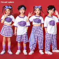 Hip Hop Boys T-shirt Street Dance Plaid Pants Sport Shorts Girl Crop Top Skirts Clothes Sets Child Streetwear Kids Jazz Costumes