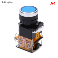 Jettingbuy】ขายแฟลช22มม. สีเขียวปุ่มกดชั่วขณะไฟสวิทช์ไฟ LED LA38-11BN 220V