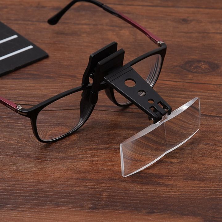 1-5x-2-5x-3-5x-magnifying-glass-optical-instruments-folding-clip-on-eyeglass-loupe-with-3-acrylic-lens-85x30mm