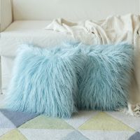 Artificial Wool Fur Sheepskin Cushion Cover Hairy Faux Plain Fluffy Soft Throw Pillowcase Washable Square Solid Pillow Case 45cm