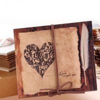 DIY Craft Photo Album Vintage Heart Series 34 Pages Handmade Photo Album DIY Memories Book Refillable Scrapbook Kraft Papper  Photo Albums