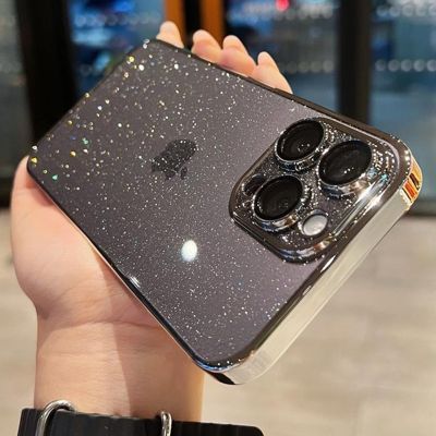 Luxury Electroplated Glitter Phone Case For iPhone 12 13 14 Pro Max Clear Transparent Bumper Shockproof Protector Bumper Cover