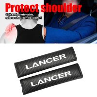 2pcs Carbon Fiber Car Seat Belt Shoulder Protection Cover For Mitsubishi Lancer Accessories Seat Covers