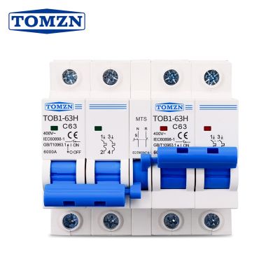 TOMZN AC Dual Power สวิตช์โอนเอง2P + 2P เบรกเกอร์ MCB 50HZ/60HZ