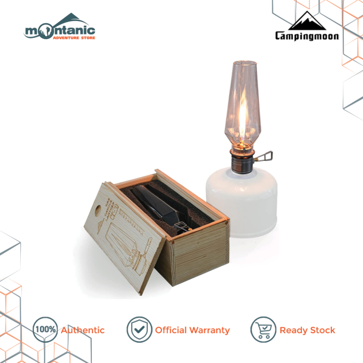 Campingmoon Gas Lantern With Wooden Lantern Case Outdoor Camping