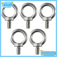 XIUZH 5pcs M10 สลักเกลียวตา ทนทานสำหรับงานหนัก เงินสีเงิน สลักเกลียวไหล่ อเนกประสงค์อเนกประสงค์ 304สแตนเลสสตีล สลักเกลียวสำหรับยกตา เกรดทางทะเล