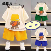 AMILA เสื้อผ้าเด็กใหม่ฤดูร้อนชุดลำลองเด็กชุดกีฬาหลวมชาย