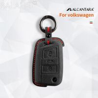 Alcantara คลุมทั้งหมดเคสกุญแจรถยนต์ Fob สำหรับ VW Volkswagen Golf 7 MK7 Tiguan MK2สำหรับที่นั่ง Ateca Leon FR 2 Ibiza สำหรับ Skoda