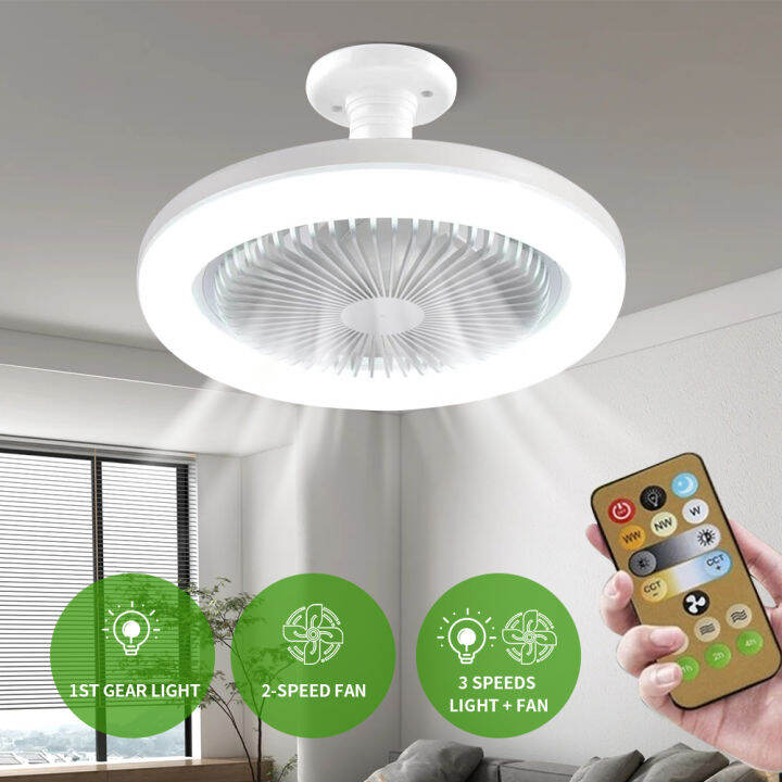 Seville Ceiling Fans With Remote Control and Light LED Lamp Fan E27 Converter Base Smart Silent