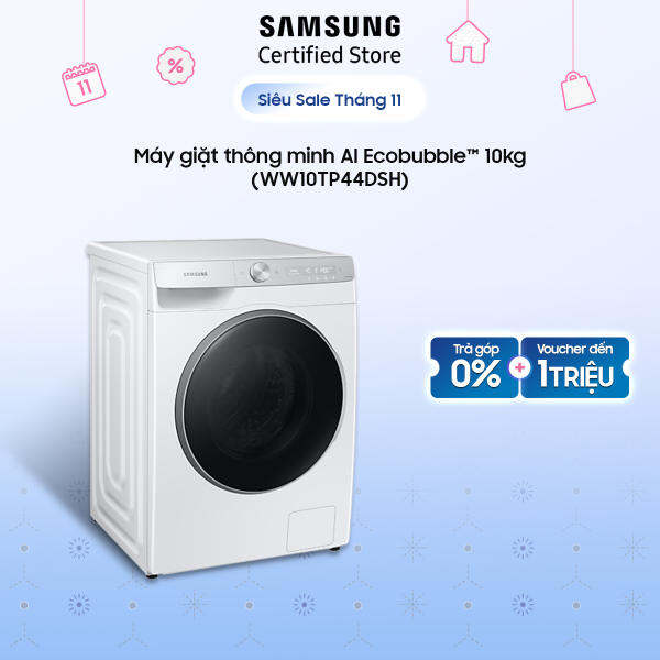 Máy giặt thông minh Samsung AI Ecobubble 10kg (WW10TP44DSH) Tự động phân bổ nước giặt xả