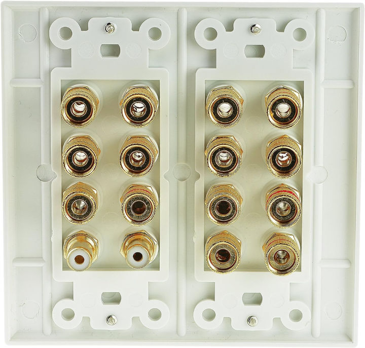 mediabridge-speaker-wall-plate-w-binding-posts-7-pair-amp-rca-2-ports-limited-time-offer-free-mounting-bracket-2-gang-2-piece-inset-wall-plate-for-7-1-7-2-surround-sound-part-wp2-b7-s2-banana-plugs-7-