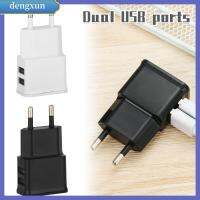 DENGXUN สำหรับ iPhone สำหรับ Android ปลั๊ก EU อะแดปเตอร์ชาร์จไฟสำหรับเดินทาง อะแดปเตอร์ USB คู่ ที่ชาร์จโทรศัพท์มือถือ เต้ารับไฟฟ้า ปลั๊กชาร์จ