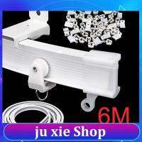 JuXie store 6 Meter  Curtain Track Rail Flexible Cuttable Bendable Side Clamping For Curved Straight Windows Pole Accessories