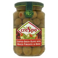 ?สินค้าใหม่? Crespo Stuffed Green Olives With 354g ครีสโป มะกอกเขียวสอดไส้พริกแดงในน้ำเกลือ 354 กรัม?สินค้าใหม่?