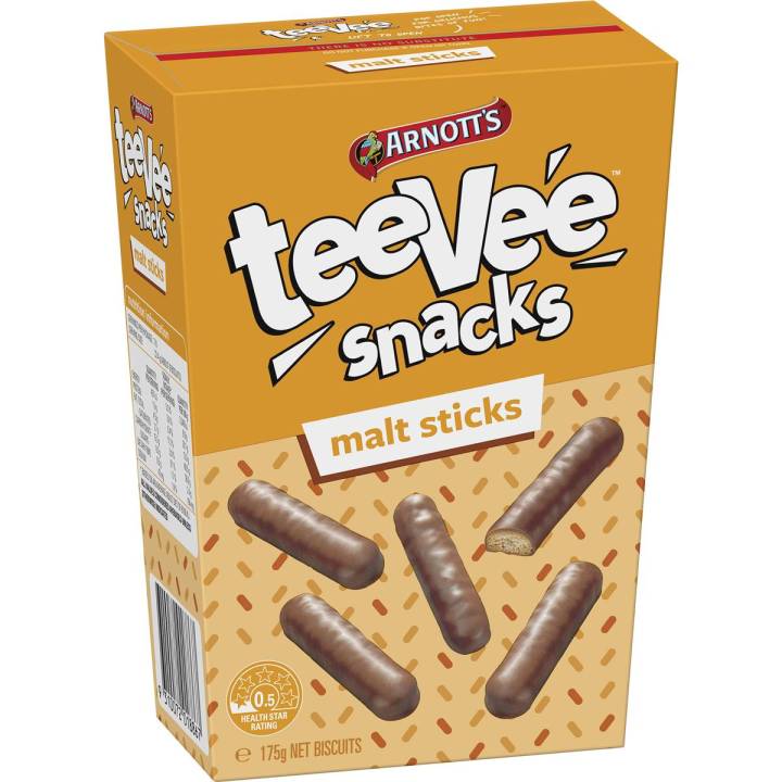 Arnotts Teevee Snacks Malt Sticks น้ำหนัก 175 กรัม BBF.19/02/24