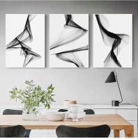 Nordic Black White Art Wall Art ภาพวาดผ้าใบพิมพ์ภาพสายนามธรรมสำหรับห้องนั่งเล่นตกแต่งบ้าน