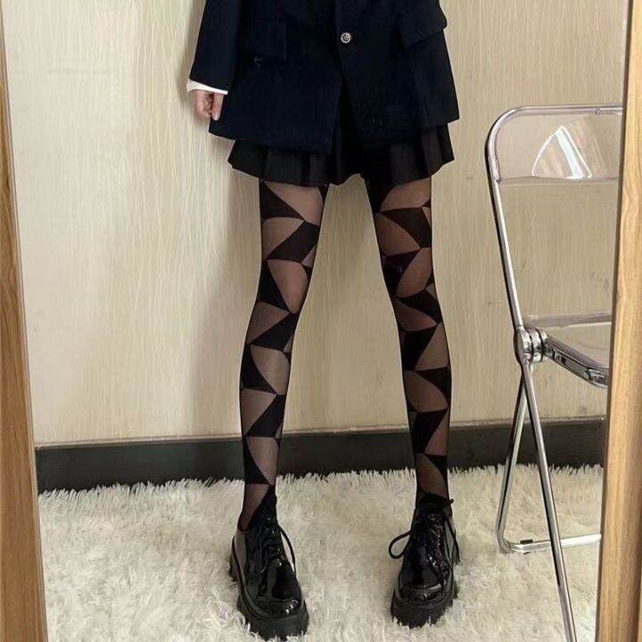 trendy-alternative-stockings-unique-pattern-leggings-gothic-hosiery-y2k-pantyhose-rhombic-plaid-tights-gothic-pantyhose