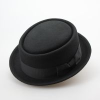 Men Women Pork Pie Hats Sailor Boater Hard Felt Flat Oval Top CapsTH