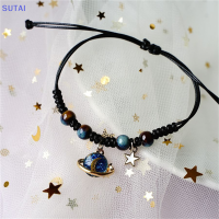 ?【Lowest price】SUTAI สร้อยข้อมือดาวเคราะห์จักรวาลสร้อยข้อมือดวงจันทร์คู่ทำด้วยมือปรับได้เครื่องประดับของขวัญ