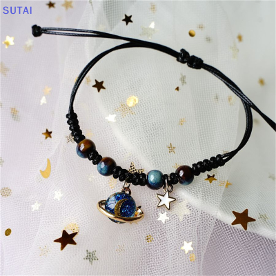 💖【Lowest price】SUTAI สร้อยข้อมือดาวเคราะห์จักรวาลสร้อยข้อมือดวงจันทร์คู่ทำด้วยมือปรับได้เครื่องประดับของขวัญ