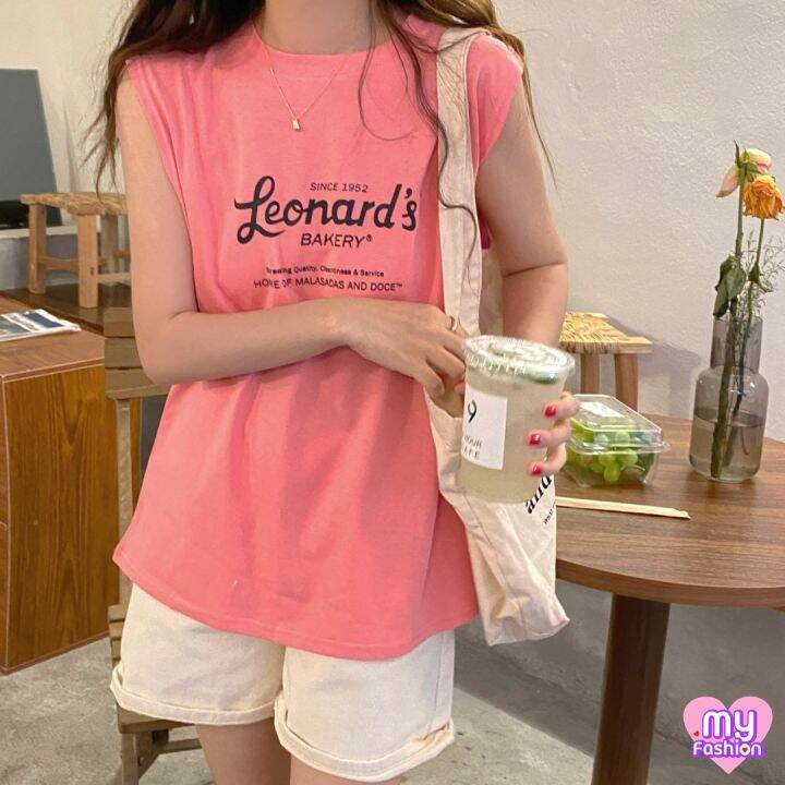 myf-มาใหม่-เสื้อยืดแขนสุด-สกรีนลาย-leonards-สีชมพู-มีไซส์