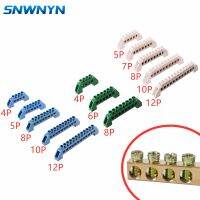 Blue White Green Bridge Design Zero Line 4-12 Pole Screw Brass Copper Grounding Strip Terminal Block Connector Earth And Neutral Electrical Circuitry