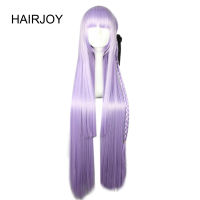 HAIRJOY Synthetic Dangan Ronpa Kyouko Kirigiri Purple Cosplay Wig with Kniting Braid Ponytail 100cm Long Straight Hair