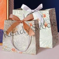 【hot sale】 ☁ B41 Paper Bag with Ribbon Gift Bag with Cotton Handle Heavy Duty Shopping Bag Storage Bag for Wedding Party