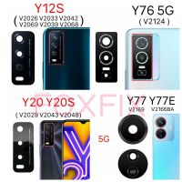 กระจกกล้องถ่ายรูปหลังด้านหลังสำหรับ VIVO Y12S Y20S Y12A Y76 Y77 5G สำหรับเปลี่ยนพร้อมกาว V2069 V2124 V2169 V2026 V2043 V2029