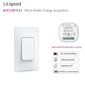 Tuya Smart WiFi and Rf Light Switch 433MHz Kinetic Wall Switch No Battery  Need Wireless Remote Control Timing 220V 16A for Alexa