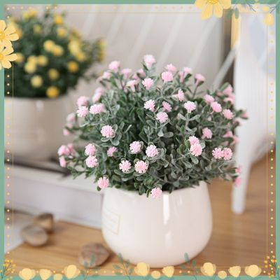 ❀ ❁1 Set Artificial Chrysanthemum Flower Beautiful Vivid Plastic Delicately Cut Green Fake Potted Plant for Balcony