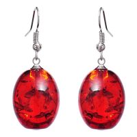 Women Retro Earclip Platinum Plated Amber African Drop Dangle Earrings Party Jewelry