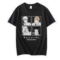 BTS คุณภาพสูง Fashoion Chainsaw Man Makima T-shirt Mens Graphic T Shirt Short Sleeve Anime Manga Denji Tshirt Cool Tee Tops S-3XL