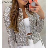 Autumn Sequin Outerwear Woman Coats Casaco Feminino Basic Coat Women Outfits Chaqueta Mujer Casual Bomber Jackets Women Clothes