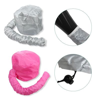 ‘；【。- Sliver/Pink Portable Soft Hair Drying Cap Bonnet Hood Hat Womens Blow Dryer Home Hairdressing Salon Supply Adjustable Accessory