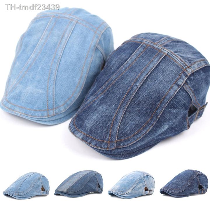 2022-jeans-beret-hat-for-men-denim-cap-fitted-cabbie-flat-gorras