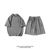 Spot 2023 Summer Hong Kong Wind Baixian Short-Size T-Shirt Shorts Set M-5X Hq23382-P75