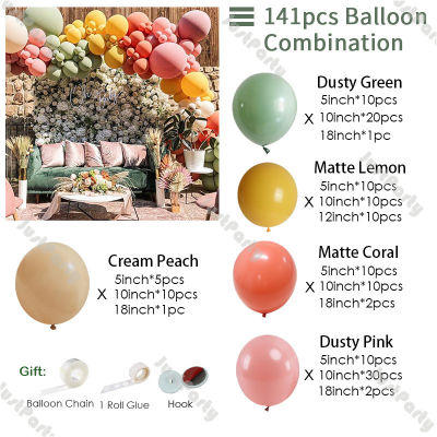 141pcs Dusty Pink Green Balloons Garland Arch Kit DIY Birthday Party Decoration Baby Shower Decor Wedding Bridal Shower Supplies