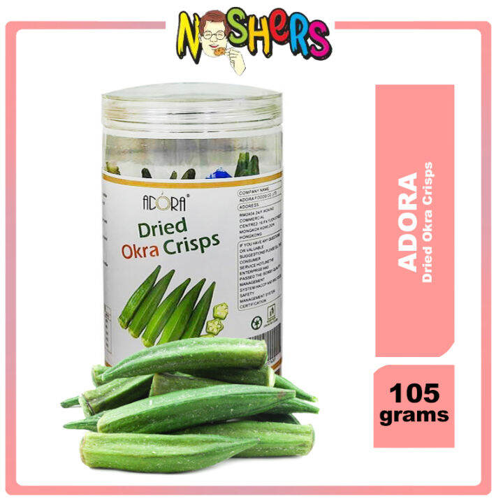 Noshers Adora Dried Okra Chips Vegetable Crisp 105grams Ready to Eat