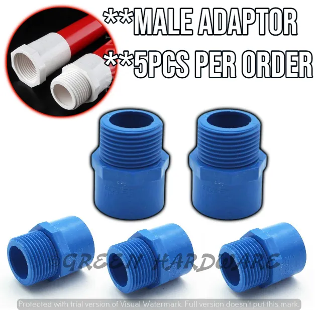 5pcs Pvc Male Adaptor 1 2 3 4 1 Inch Blue Pvc Water Pipeline Fittings Male Thread Equal Dia Bsp Straight Adapter Upvc Connector Water Fittings Lazada Ph