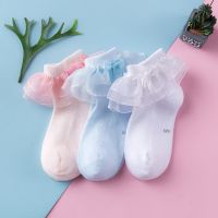 ♕ babyme ღ Women Girls Princess Ruffle Lace Mesh Bow Knot Socks