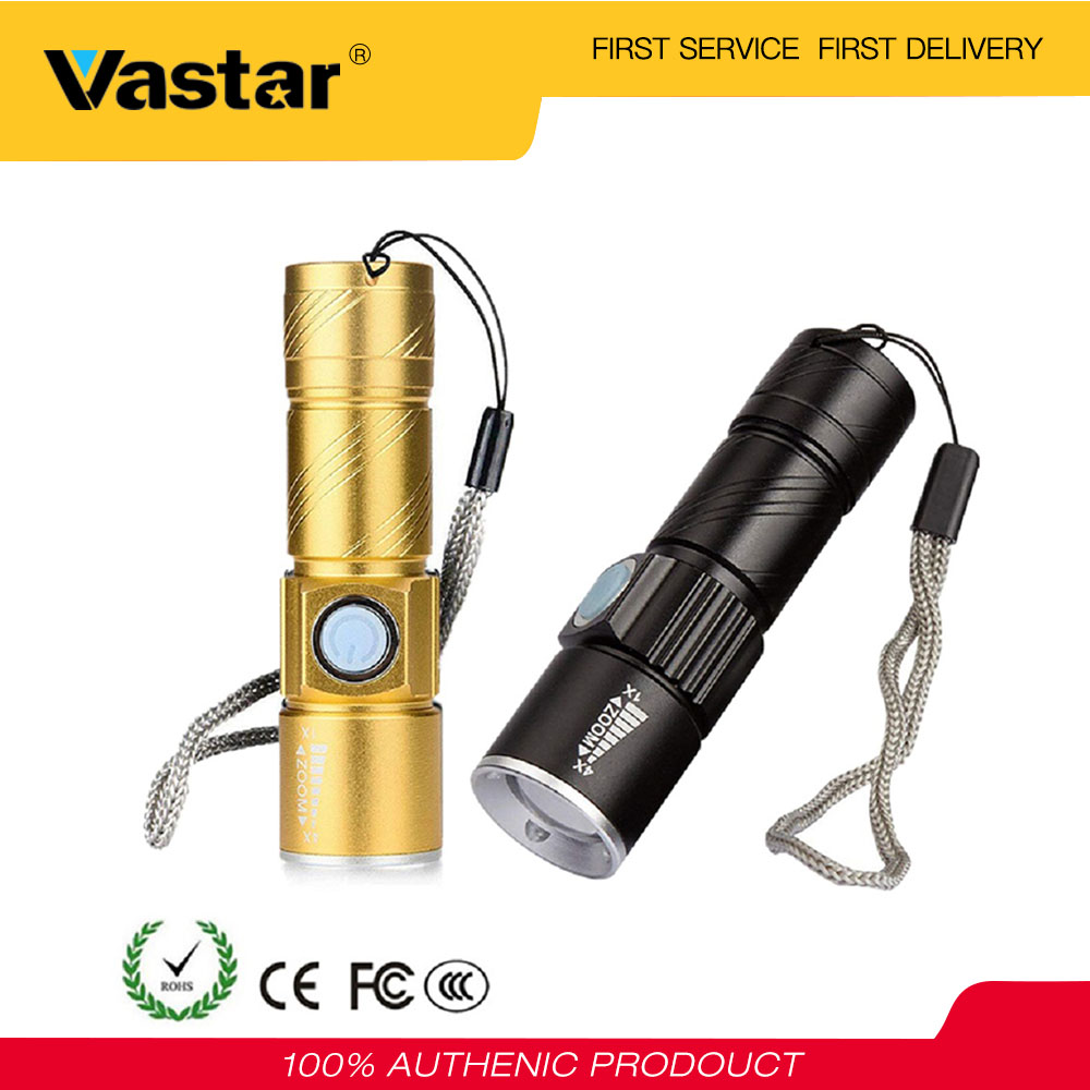 Super Bright Flashlight Rechargeable USB Zoomable T6 LED Tactical Torch 3 Mode 