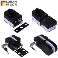 【LZ】❂  New design Black Glass Door Latches Lock bolt Stainless steel Without drilling for Double single glass door Frameless glass door