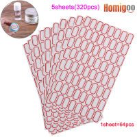 Homigoo 5 Sheets สติกเกอร์ป้ายชื่อสติกเกอร์ว่างเปล่ากระดาษกาวสติกเกอร์ทำเอง5แผ่น320ชิ้นอุปกรณ์เครื่องเขียนสำนักงานนักเรียน